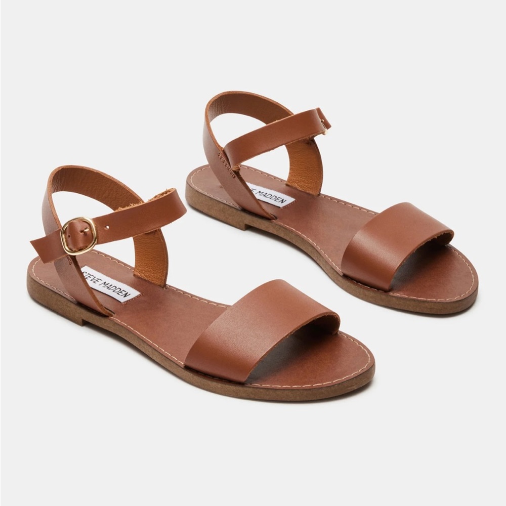 steve madden donddi tan leather sandals